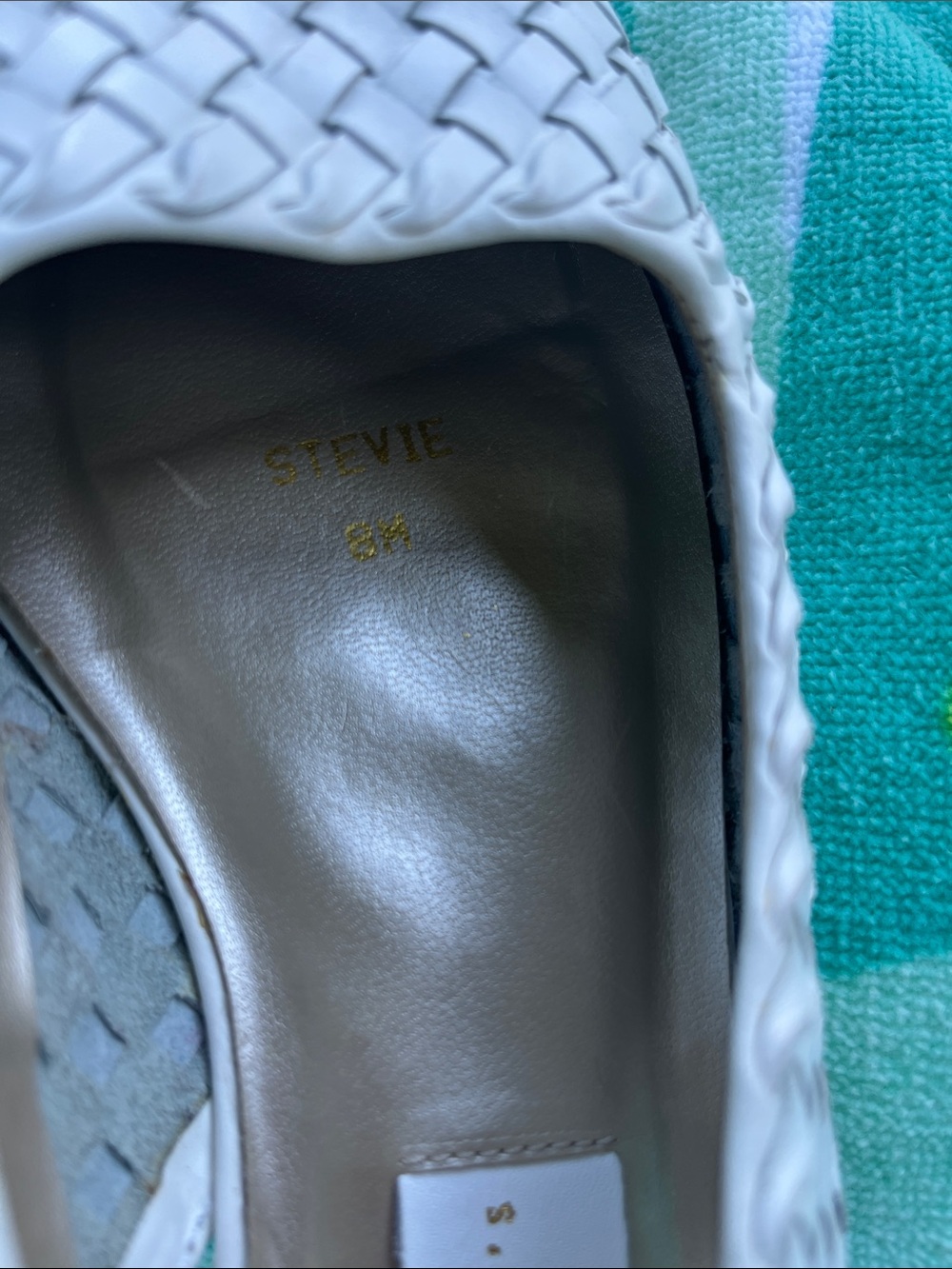 BLOOMINGDALE’S WHITE WOVEN LEATHER SLINGBACK STEVIE FLATS SIZE 8 - Picture 7 of 9